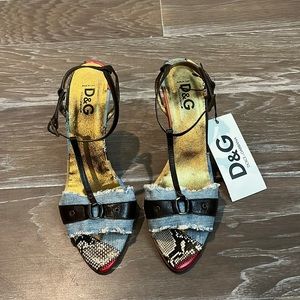 D&G denim patchwork heels